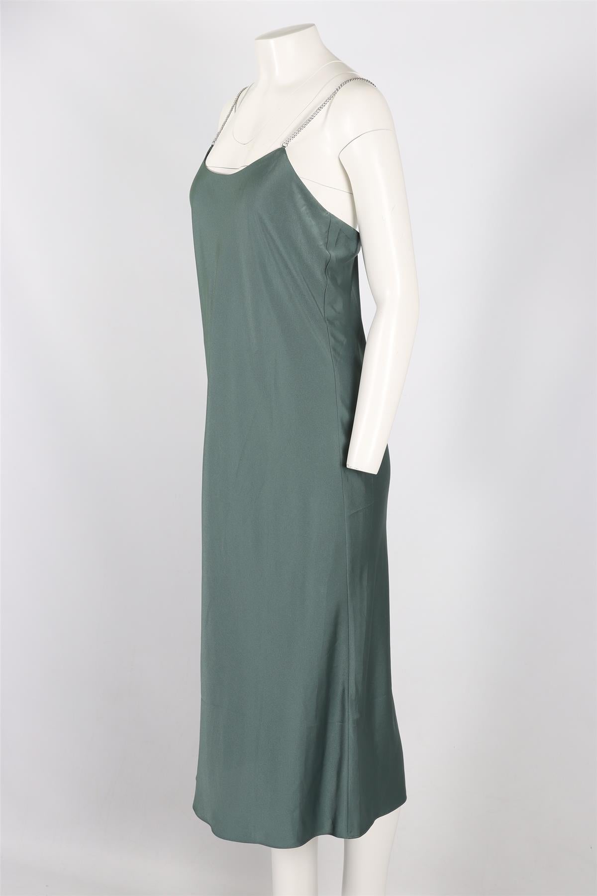 BA&SH GREEN SATIN MAXI DRESS UK 10