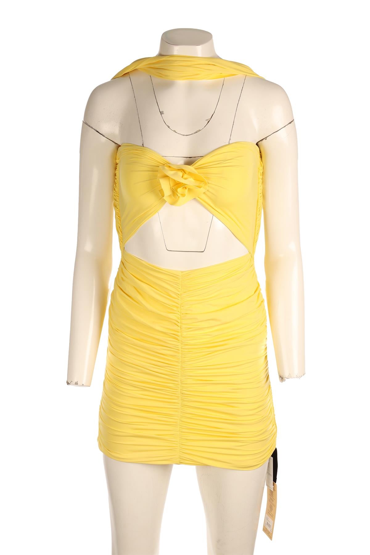 MAYGEL CORONEL YELLOW JERSEY MINI DRESS ONE SIZE
