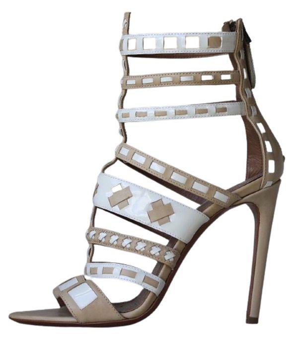 AZZEDINE ALAIA PATENT LEATHER WOVEN CAGE HEELS EU 37 UK 4