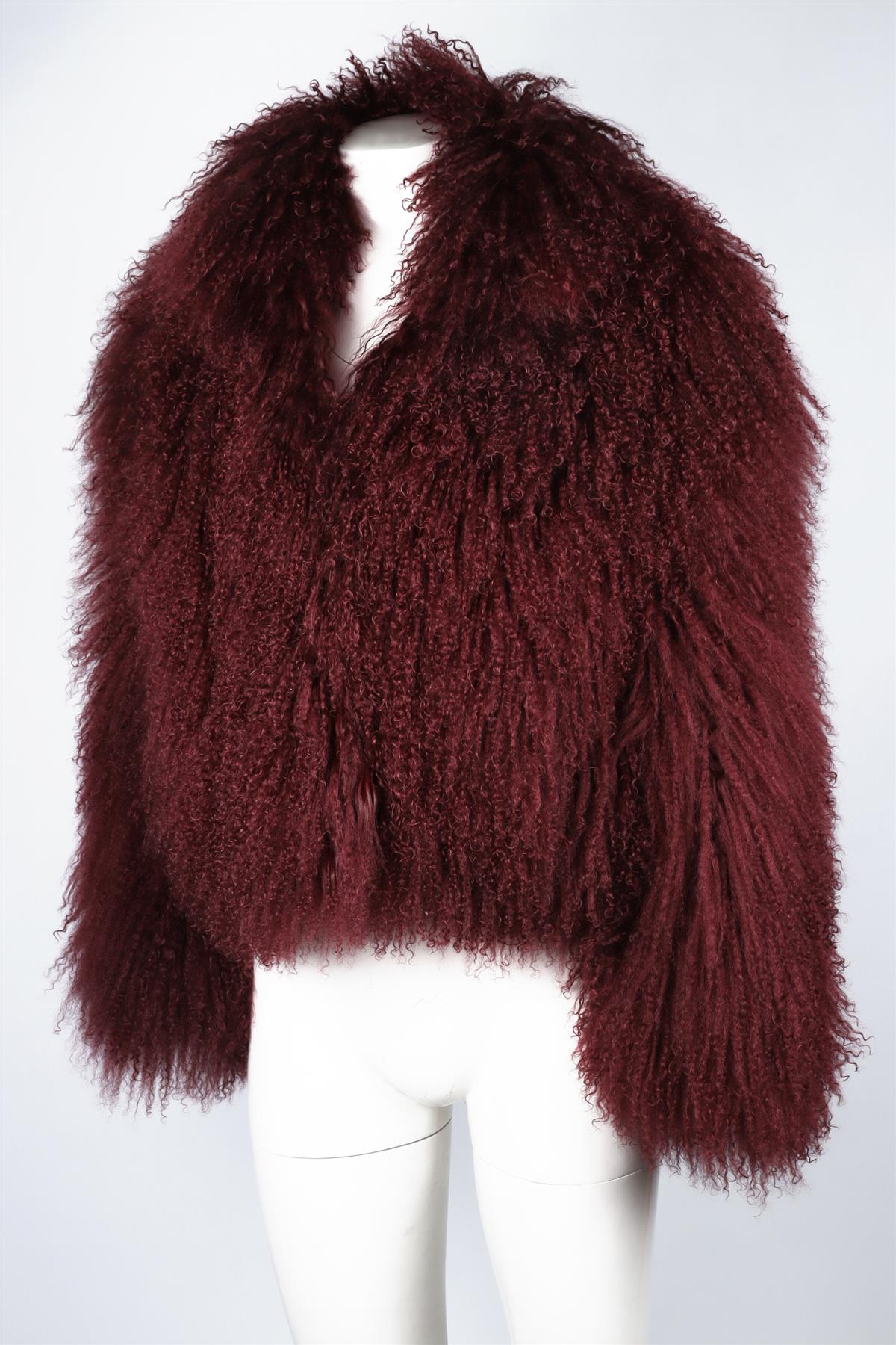 DUCIE BURGUNDY SHEARLING JACKET SMALL
