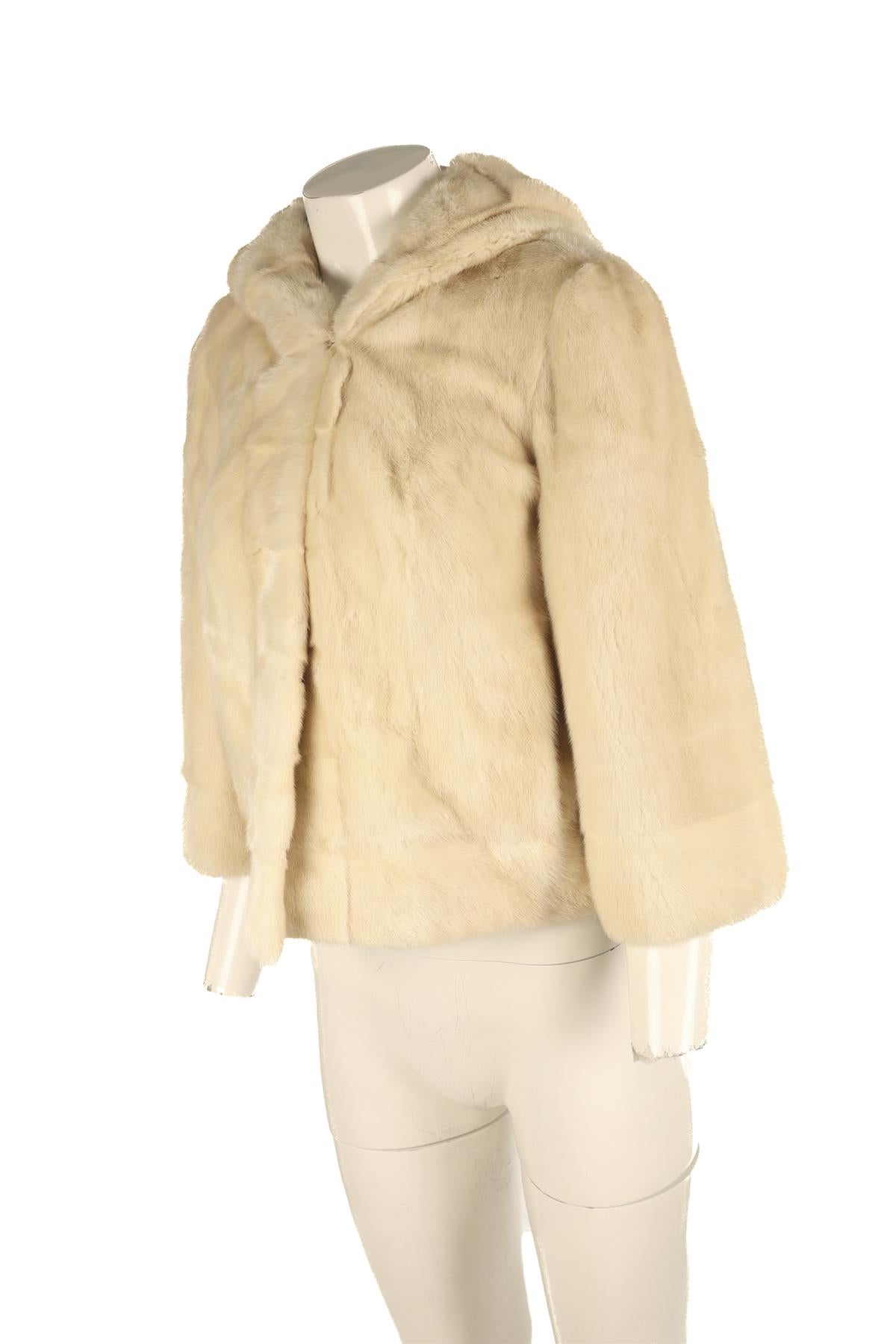 YVES SALOMON CREAM MINK FUR JACKET FR 38 UK 10