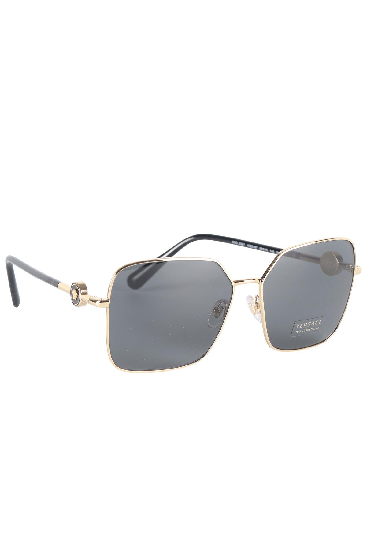 VERSACE BLACK HEXAGON FRAME METAL SUNGLASSES