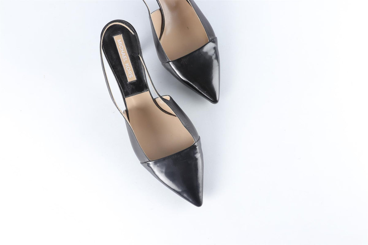 MICHAEL KORS BLACK LEATHER SLINGBACK PUMPS EU 38.5 UK 5.5 US 8.5