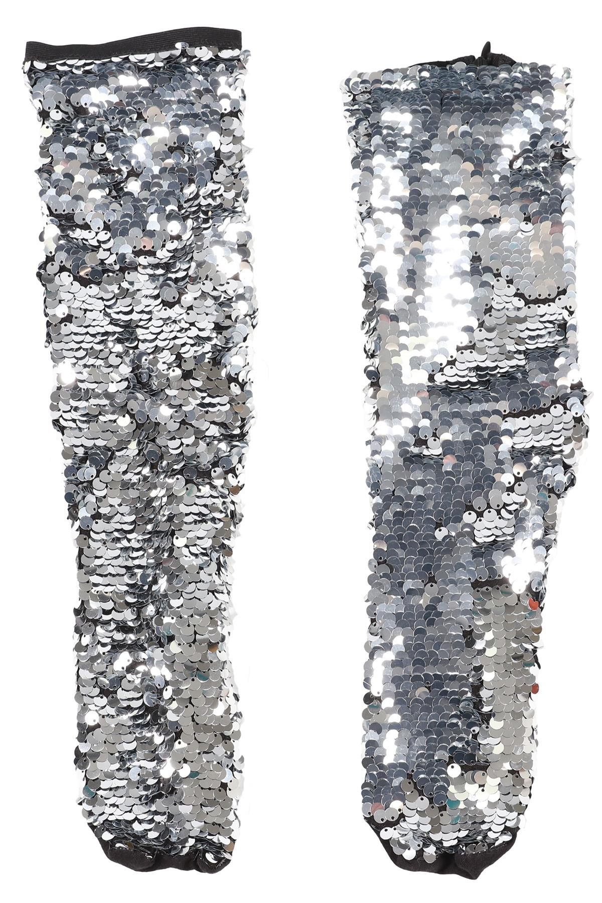 OFF-WHITE SILVER SEQUIN SOCKS ONE SIZE