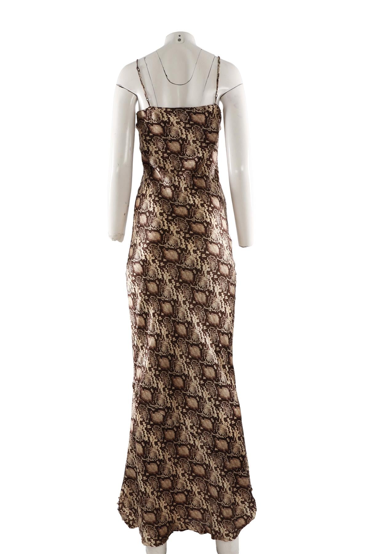 NILI LOTAN BROWN SILK MAXI DRESS SMALL