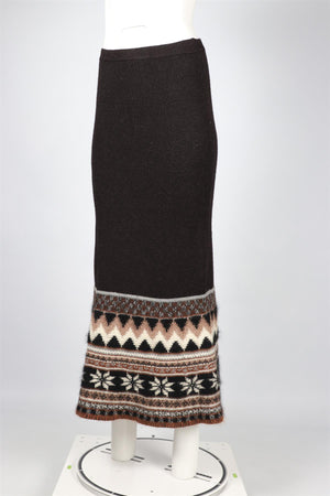 JEAN PAUL GAULTIER BROWN ALPACA BLEND MAXI SKIRT MEDIUM