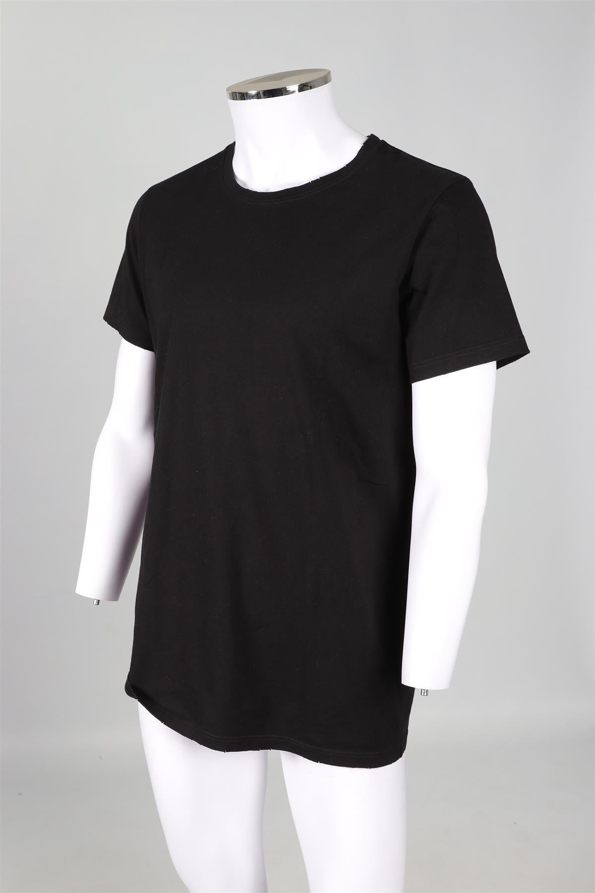 BALMAIN BLACK MEN'S COTTON T-SHIRT LARGE