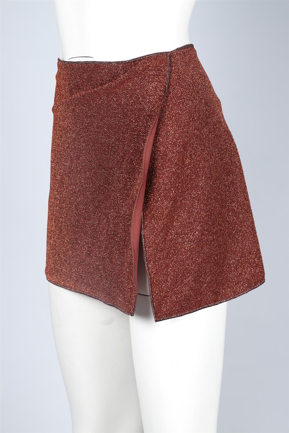 OSEREE BROWN KNIT MINI SKIRT MEDIUM