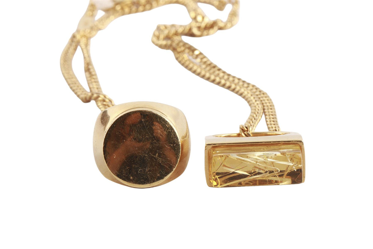 CHLOÉ GOLD RING GOLD TONE CHAIN NECKLACE