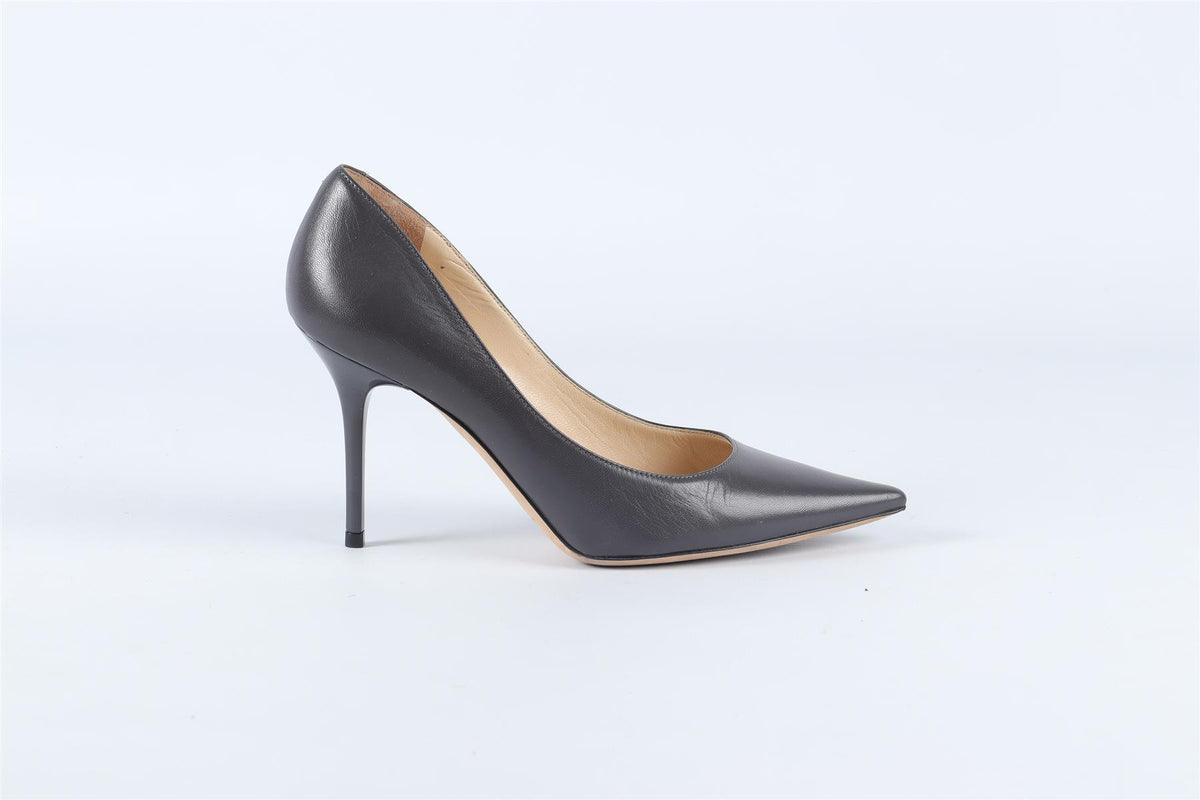 JIMMY CHOO GREY LEATHER PUMPS EU 34 UK 1 US 4