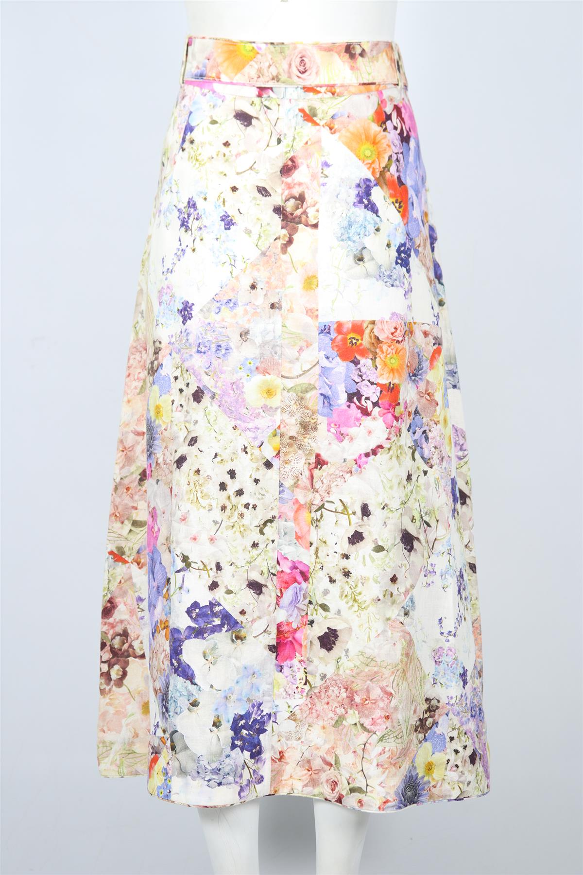 ZIMMERMANN FLORAL PRINT LINEN MAXI SKIRT UK 14