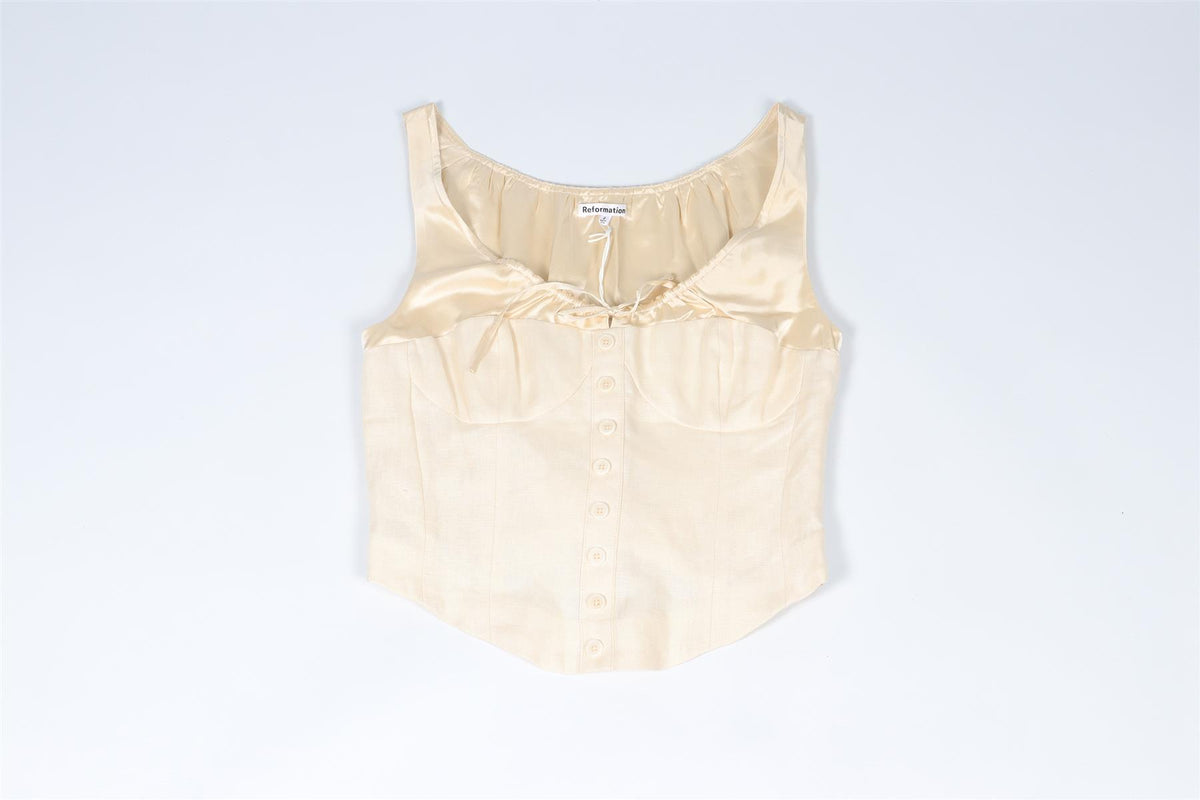 REFORMATION CREAM LINEN TOP US 2 UK 6