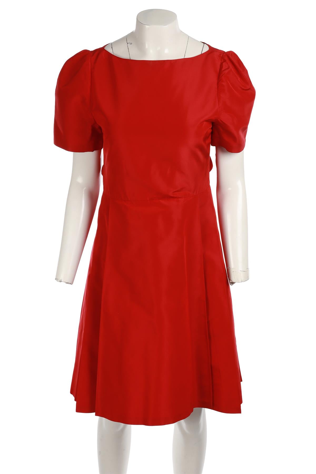 PRADA RED SILK MIDI DRESS IT 42 UK 10