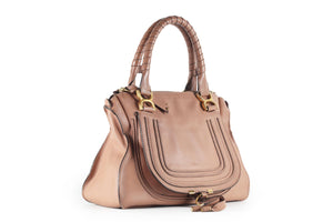 CHLOÉ NUDE MARCIE LARGE LEATHER TOTE BAG