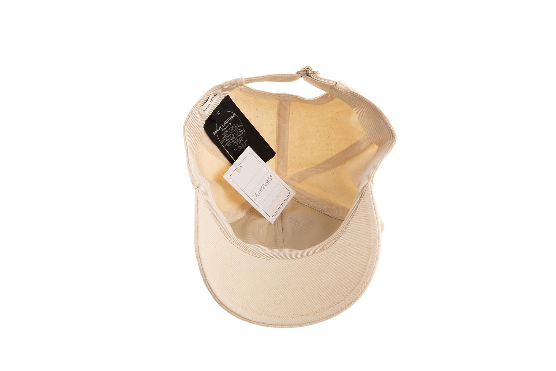 SAINT LAURENT CREAM COTTON BASEBELL CAP 57 CM