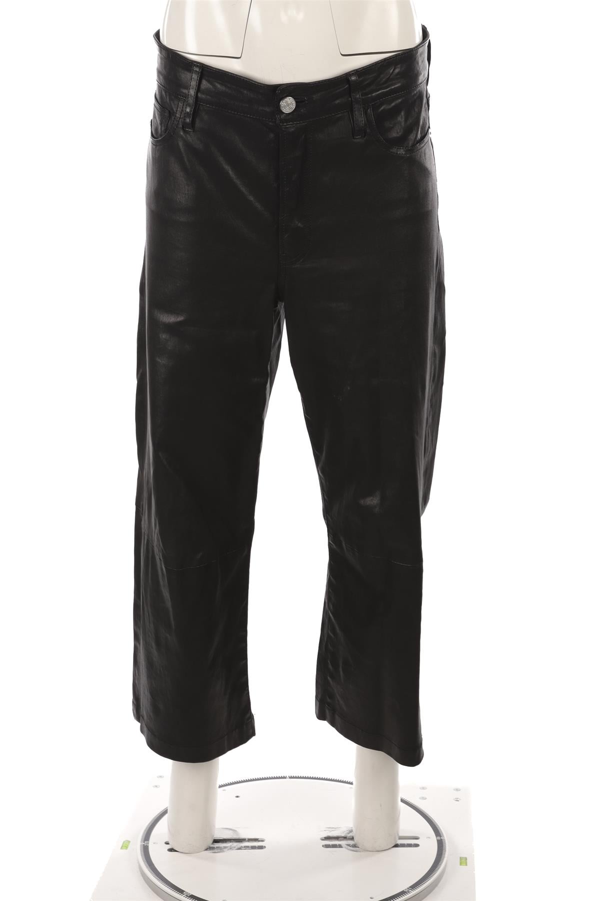 FRAME BLACK LEATHER WIDE LEG PANTS