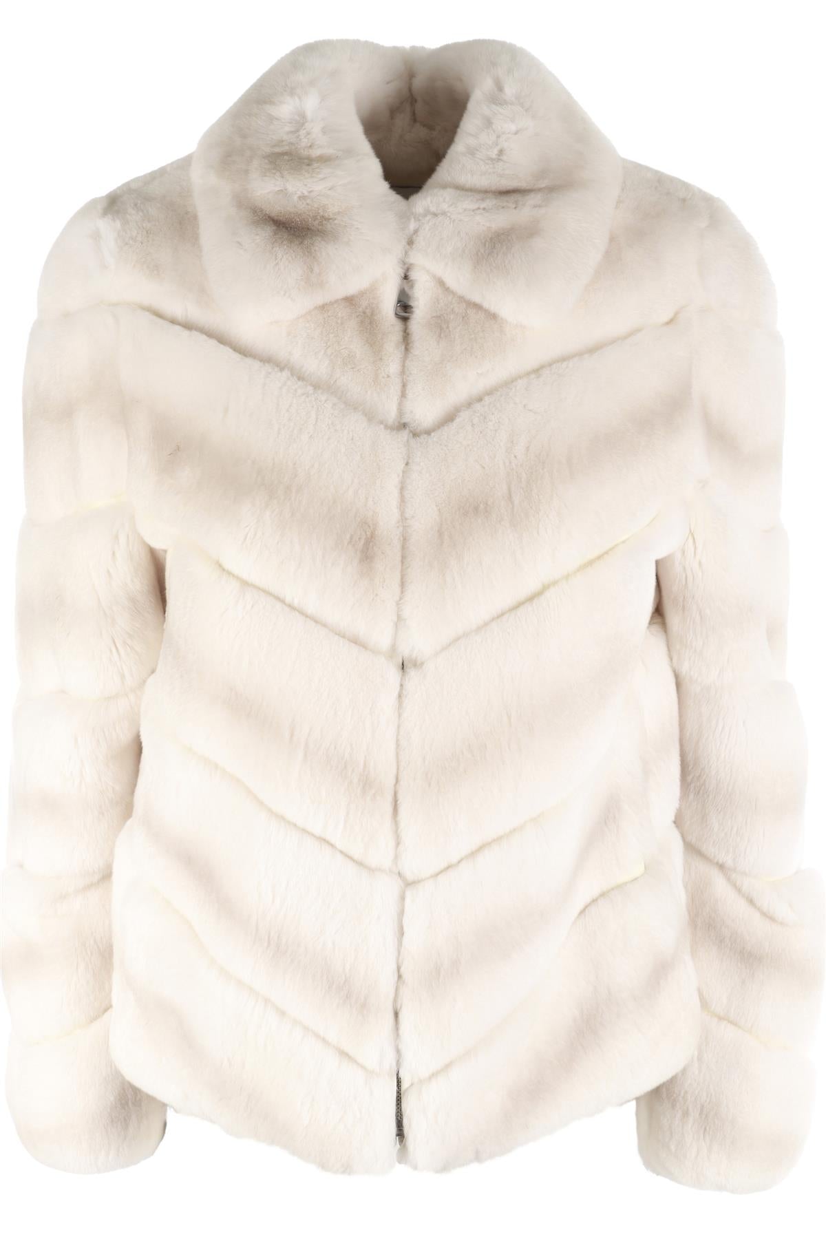 YVES SALOMON IVORY RABBIT FUR JACKET FR 34 UK 6