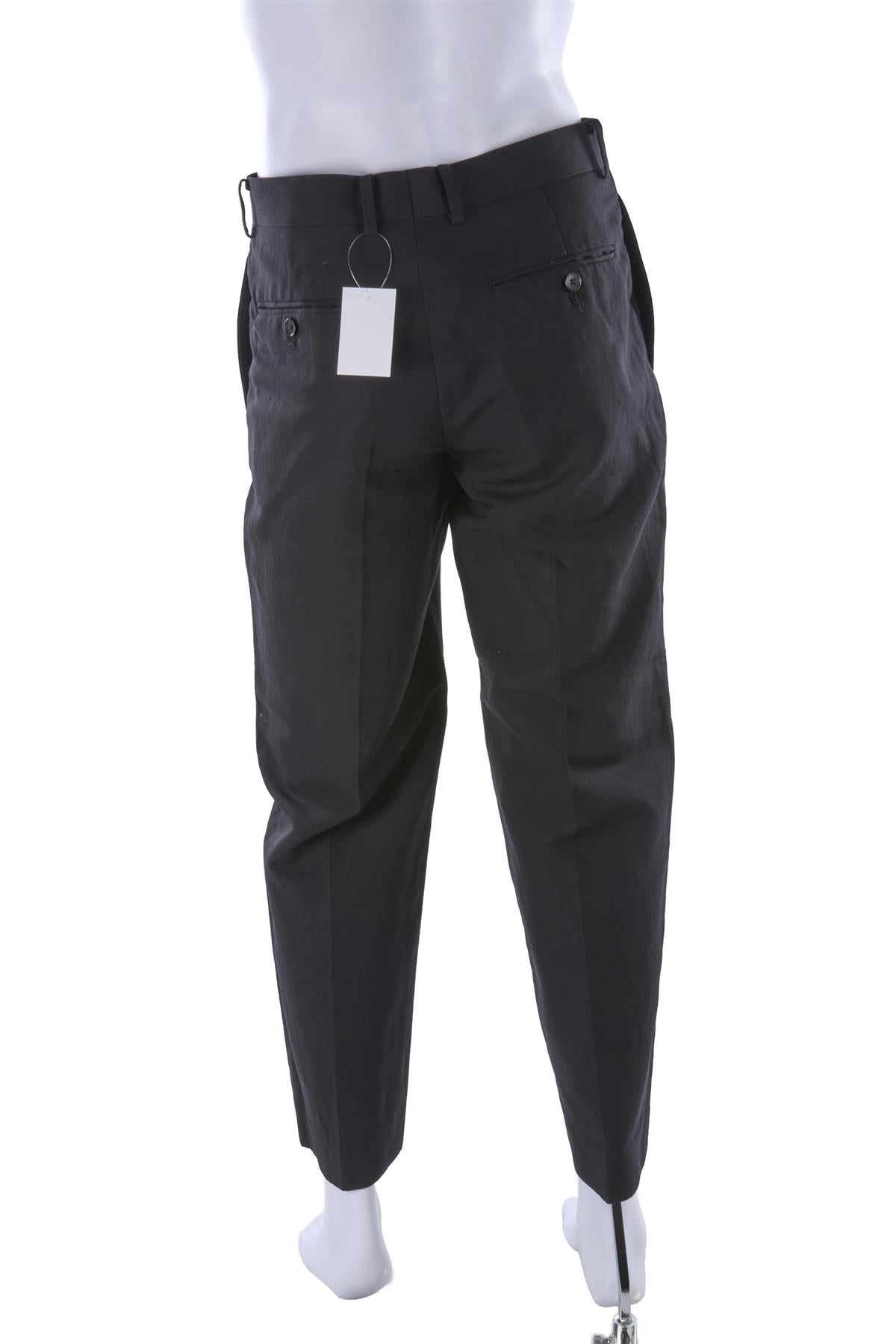 BLACK MEN'S COTTON STRAIGHT LEG PANTS