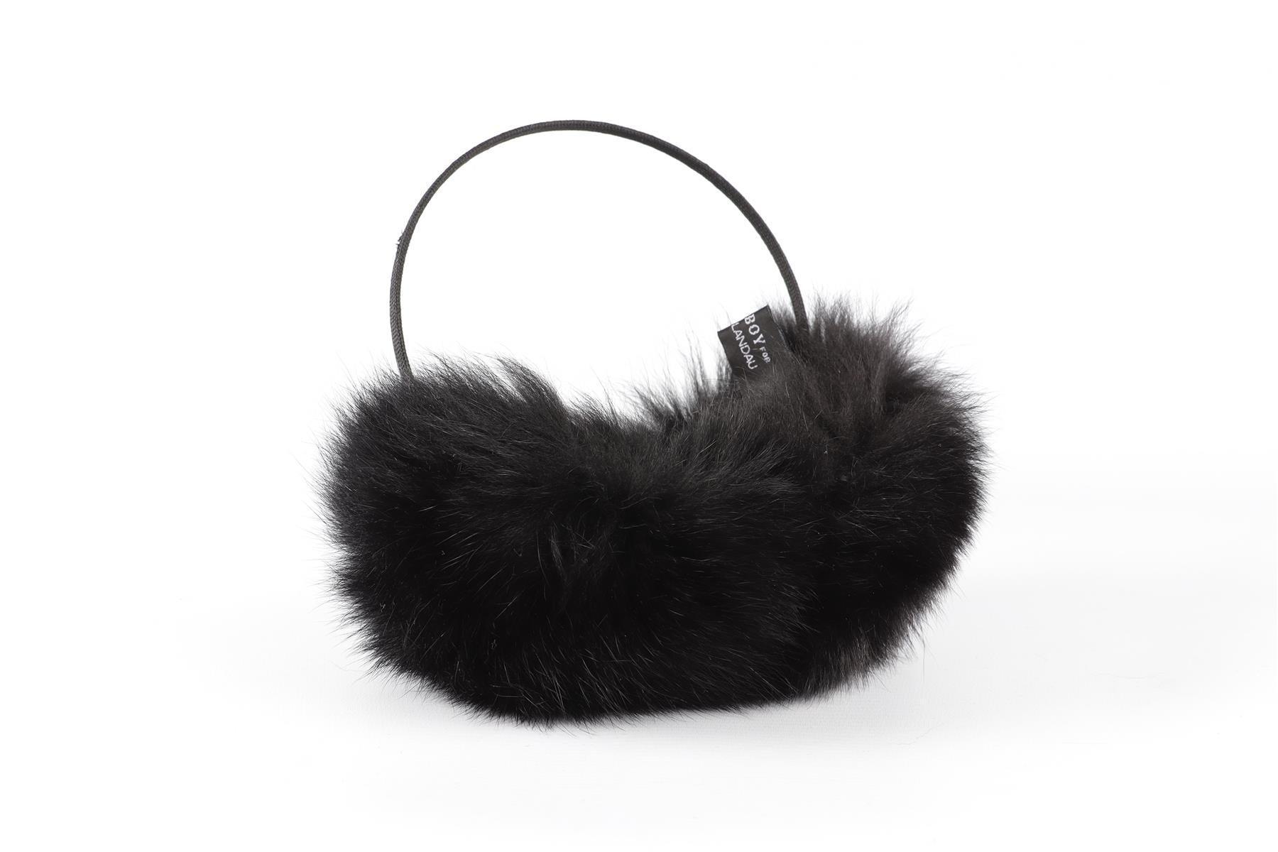 BRYAN BOY FOR ADRIENNE LANDAU BLACK FUR EAR MUFFS