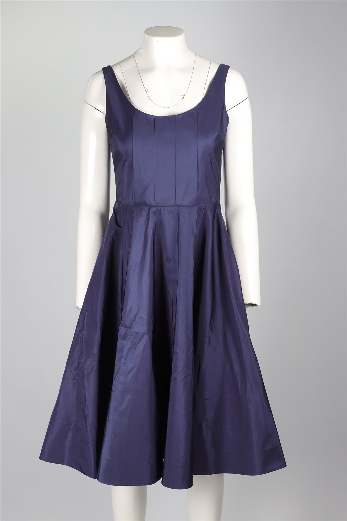 MIU MIU NAVY TAFFETA MIDI DRESS IT 40 UK 8