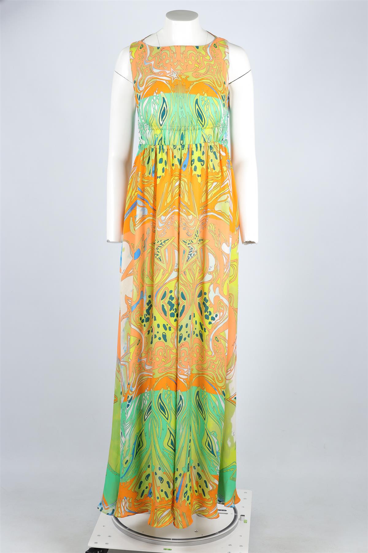 EMILIO PUCCI MULTI SILK MAXI DRESS IT 40 UK 8