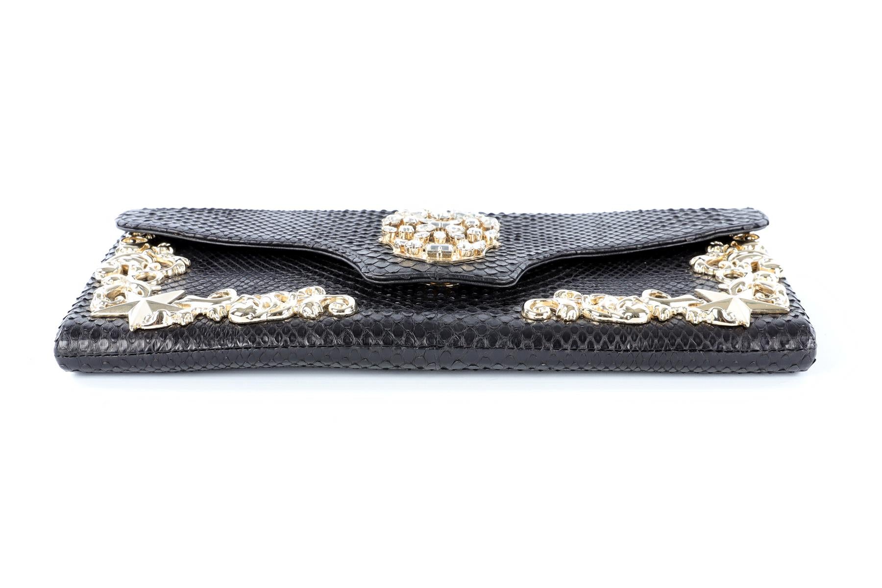 PHILIPP PLEIN BLACK PYTHON CLUTCH
