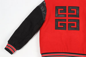 GIVENCHY RED, WHITE AND BLACK KIDS BOYS WOOL BLEND BOMBER JACKET 6 YEARS