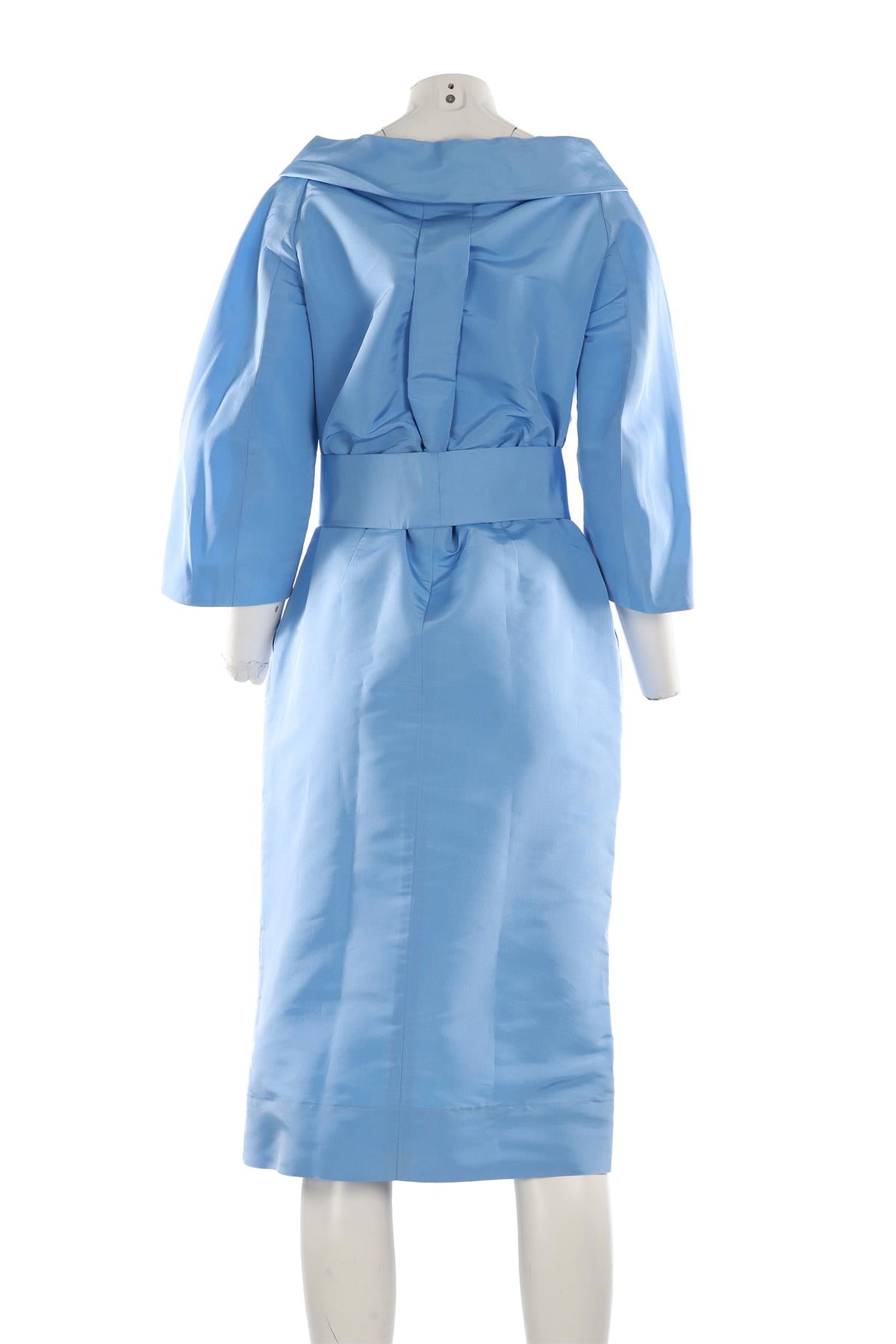 NATAN BLUE SILK MIDI DRESS EU 42 UK 14