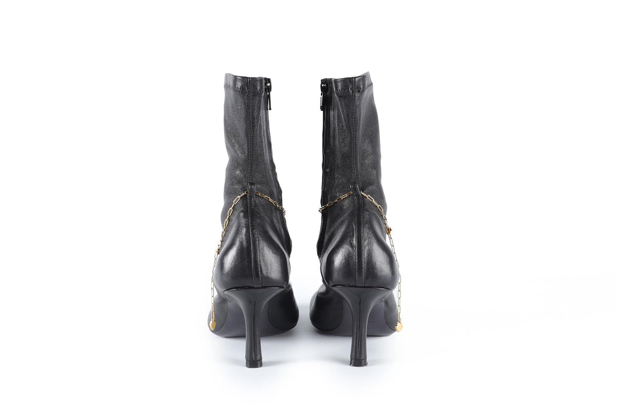 BURBERRY BLACK LEATHER ANKLE BOOTS EU 38.5 UK 5.5 US 8.5