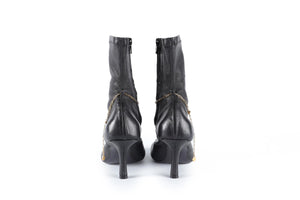 BURBERRY BLACK LEATHER ANKLE BOOTS EU 38.5 UK 5.5 US 8.5
