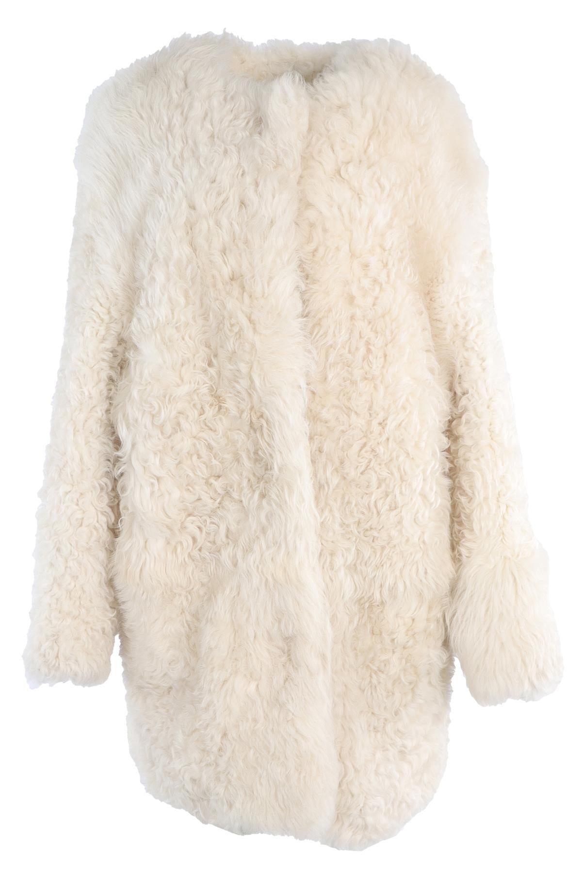 LOULOU STUDIO CREAM SHEARLING COAT SMALL