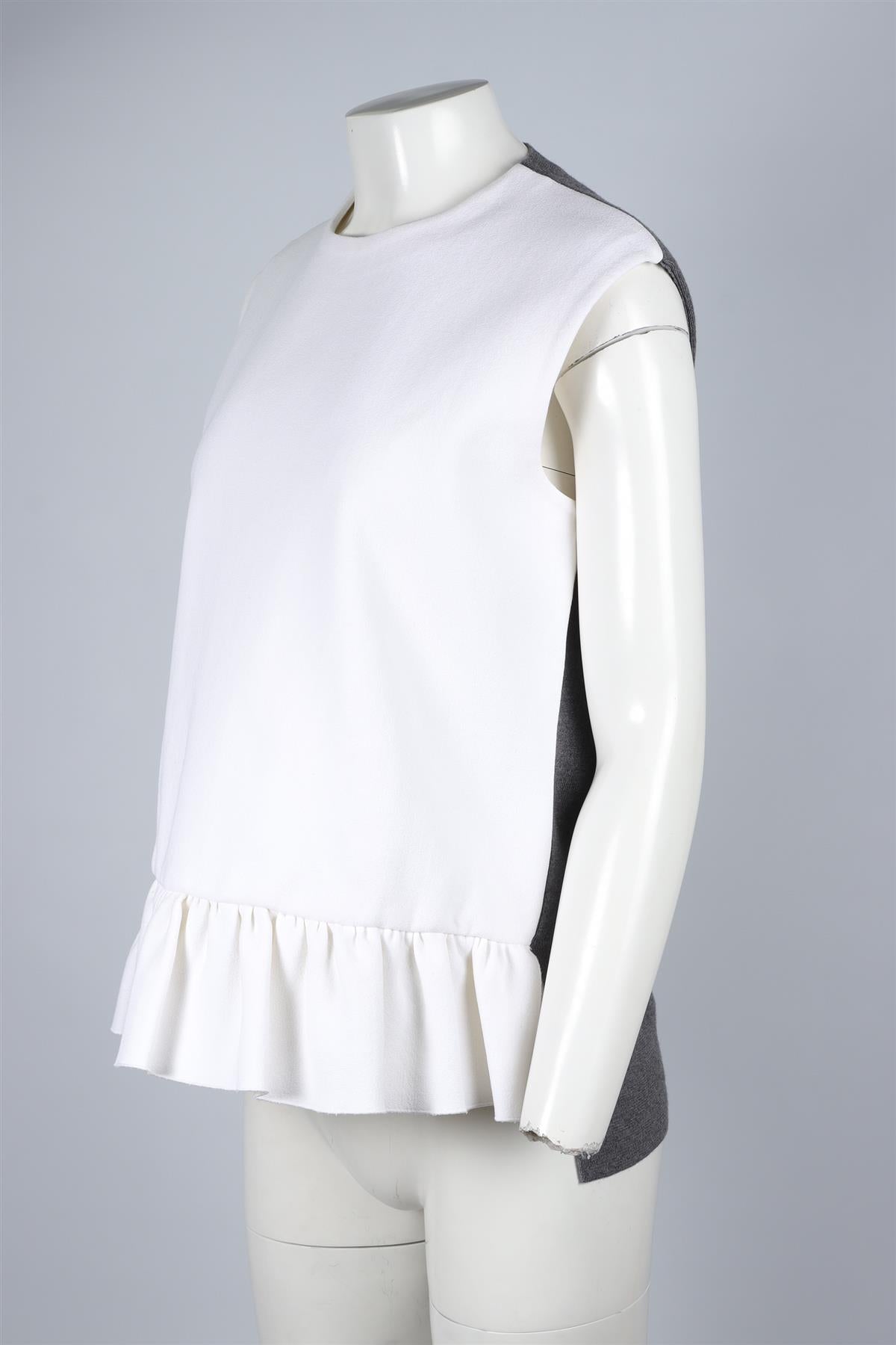 MARNI WHITE AND GREY WOOL TOP IT 42 UK 10