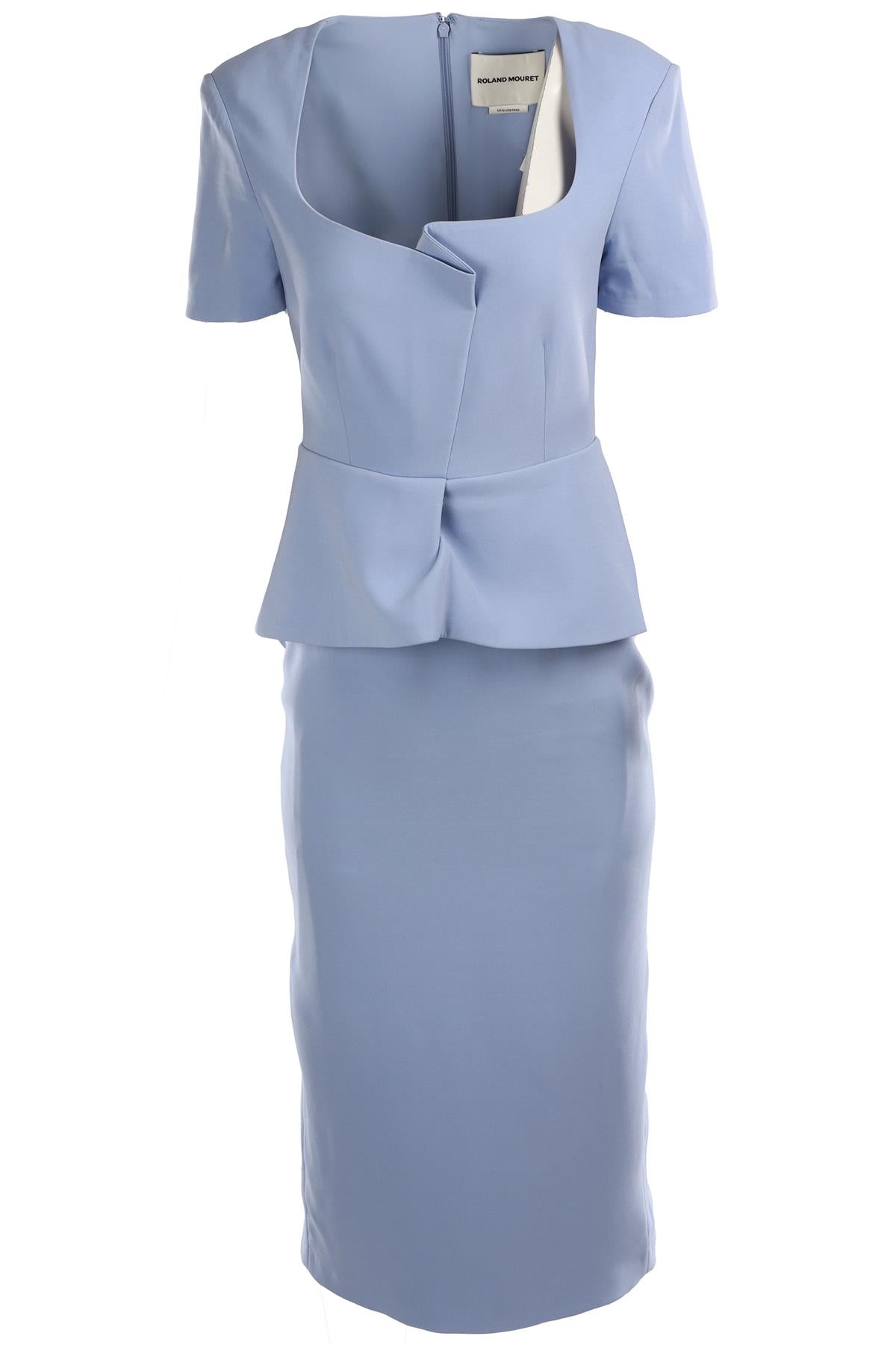 ROLAND MOURET BLUE CREPE MIDI DRESS UK 12