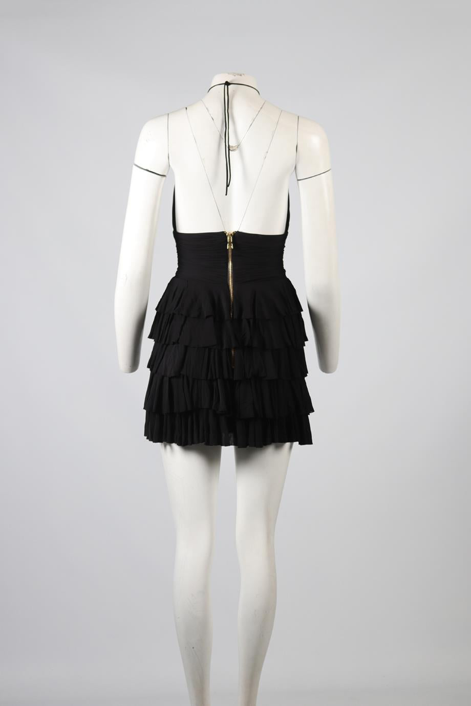 BALMAIN RUFFLED JERSEY MINI DRESS FR 34 UK 6