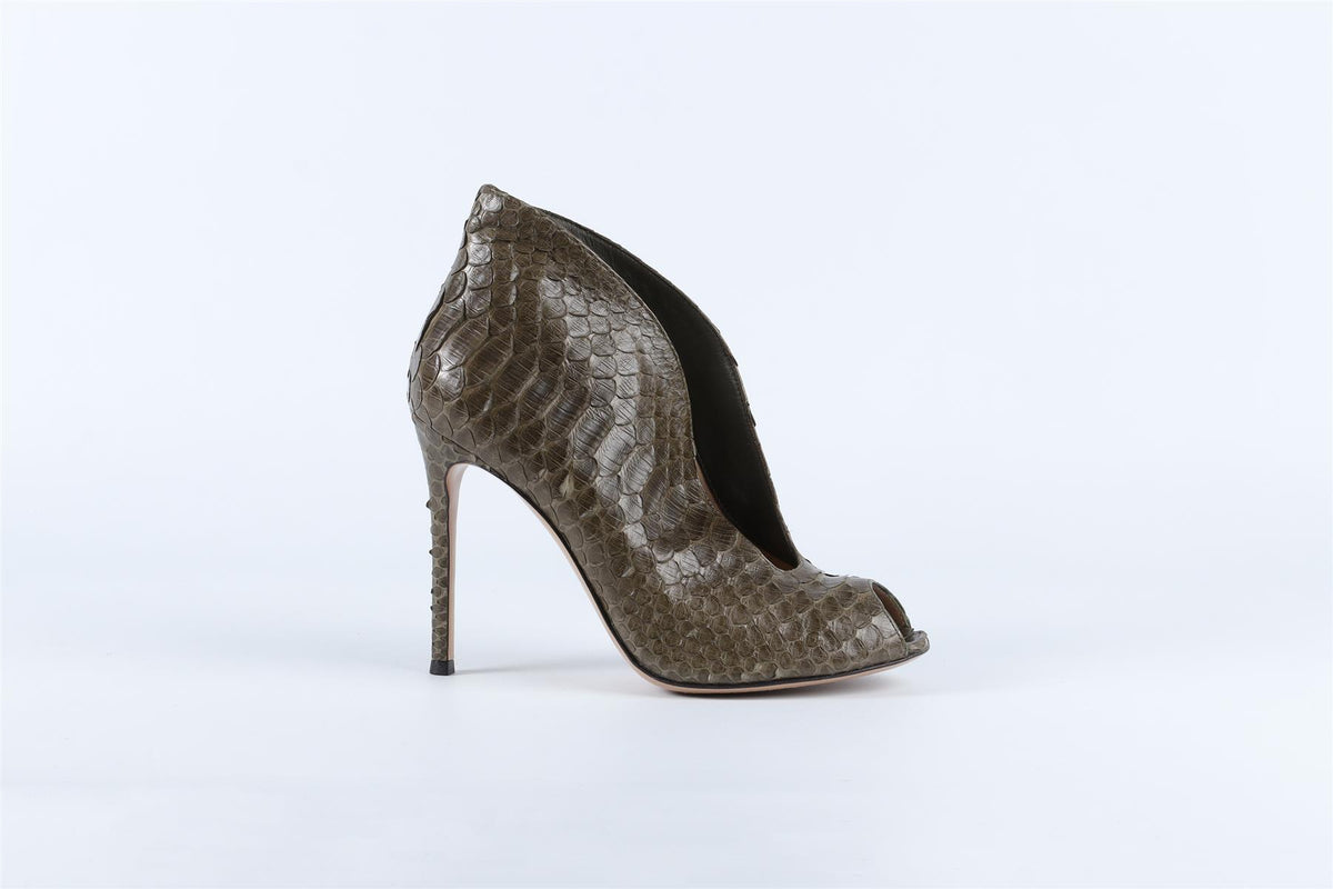 GIANVITO ROSSI GREEN PYTHON ANKLE BOOTS EU 38 UK 5 US 8