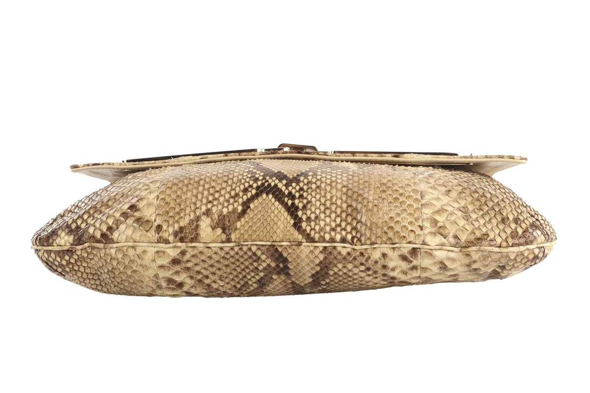 ANYA HINDMARCH BROWN PYTHON CLUTCH