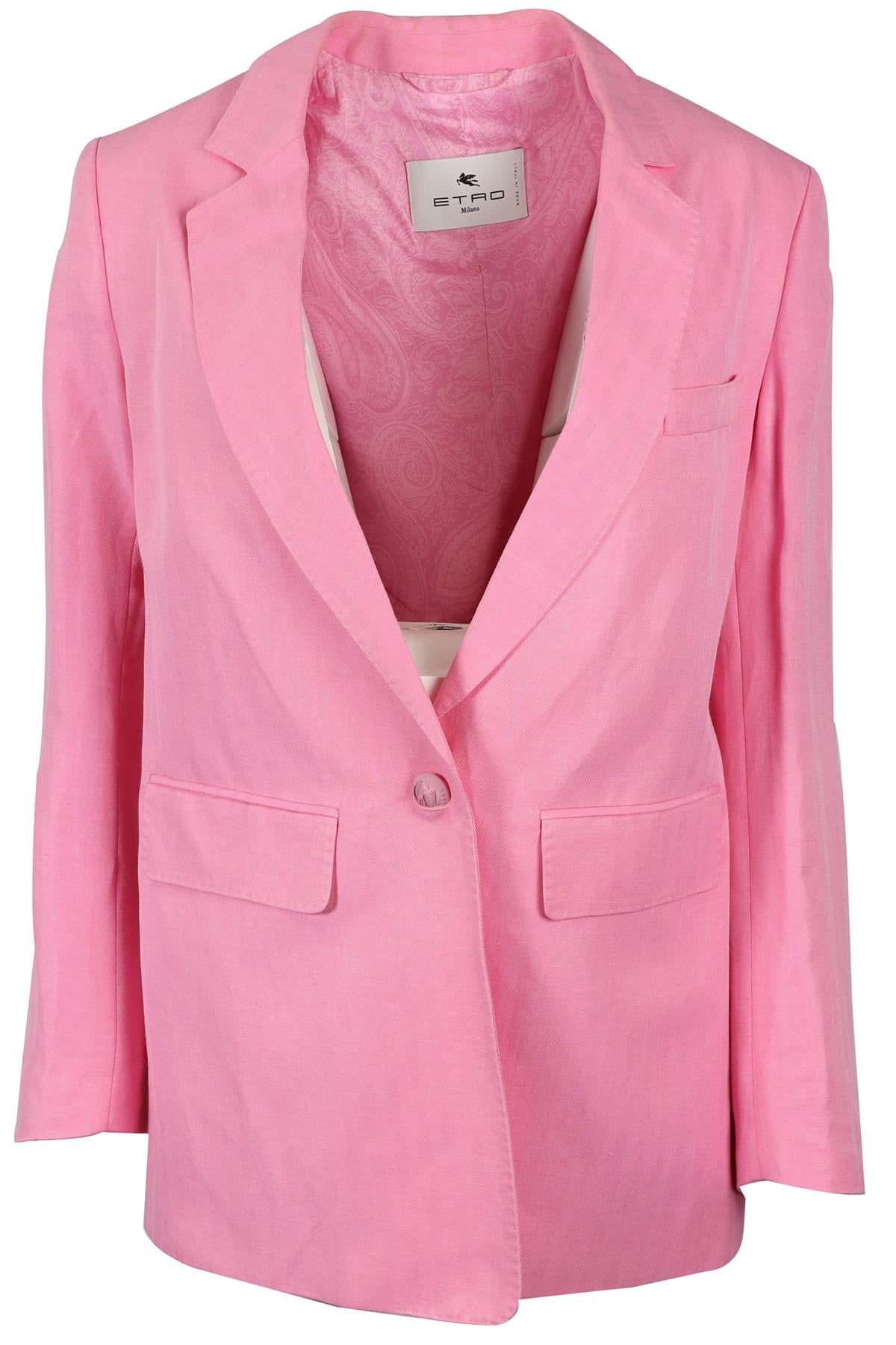 ETRO PINK LINEN BLEND BLAZER IT 40 UK 8