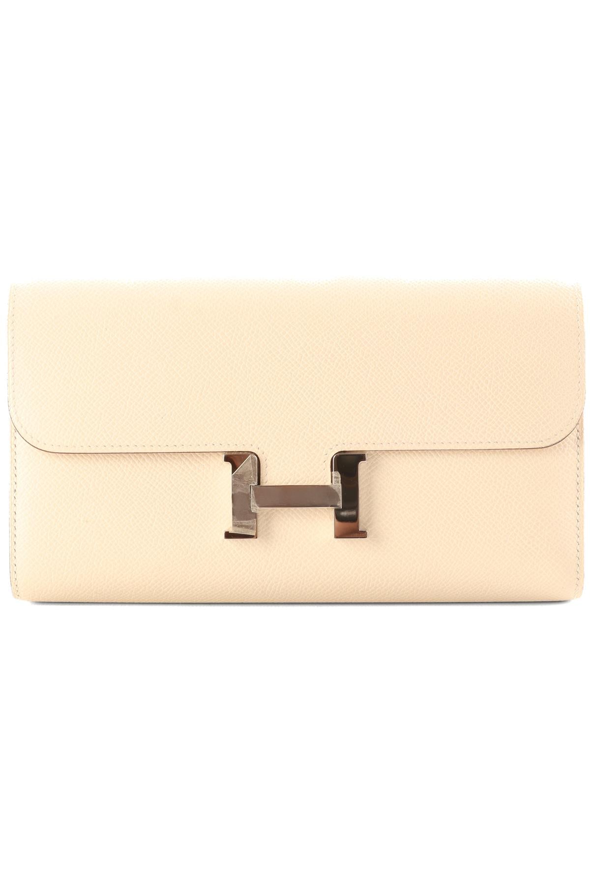 HERMÈS CREAM 2025 CONSTANCE TO GO EPSOM LEATHER WALLET IN NATA