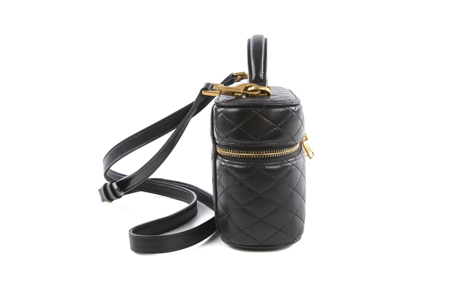 SAINT LAURENT BLACK GABY VANITY LEATHER SHOULDER BAG