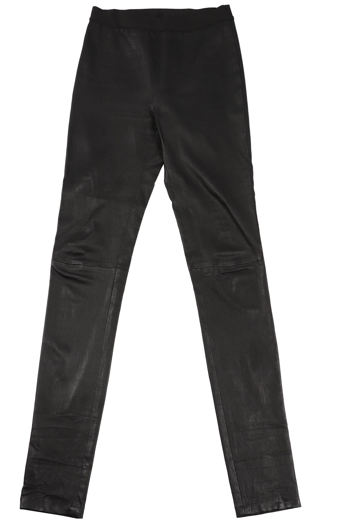 ANN DEMEULEMEESTER BLACK LEATHER LEGGINGS SMALL
