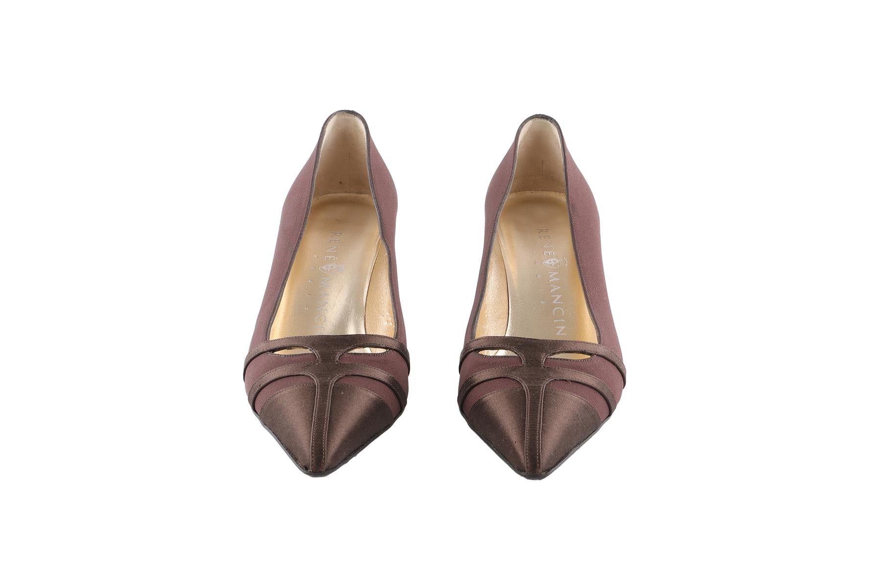 RENÉ MANCINI BROWN SATIN PUMPS EU 36.5 UK 3.5 US 6.5