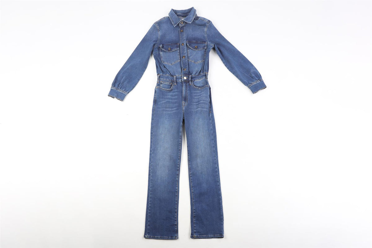 FRAME BLUE DENIM JUMPSUIT XSMALL
