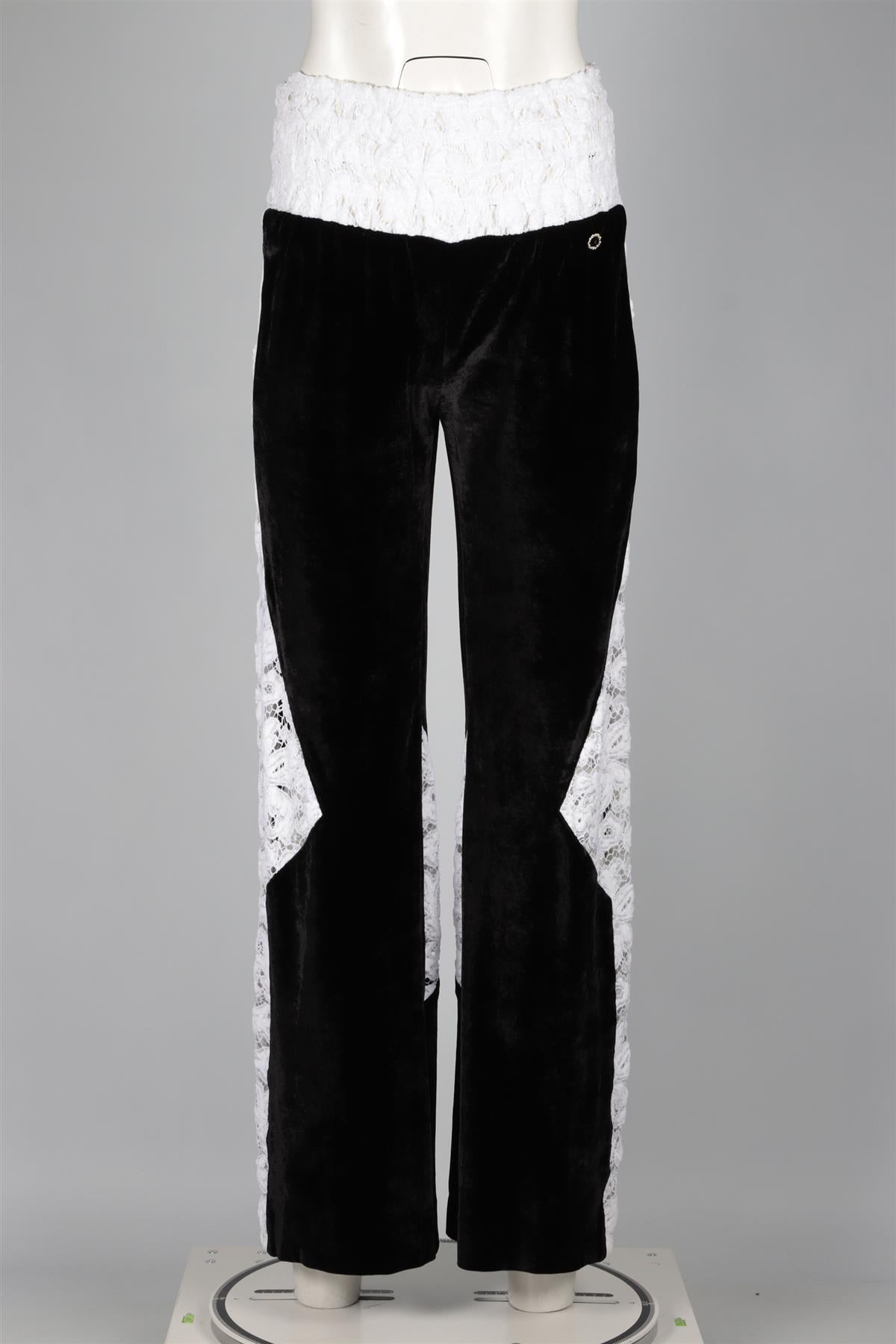 CHANEL BLACK 2021 VELVET WIDE LEG PANTS FR 38 UK 10