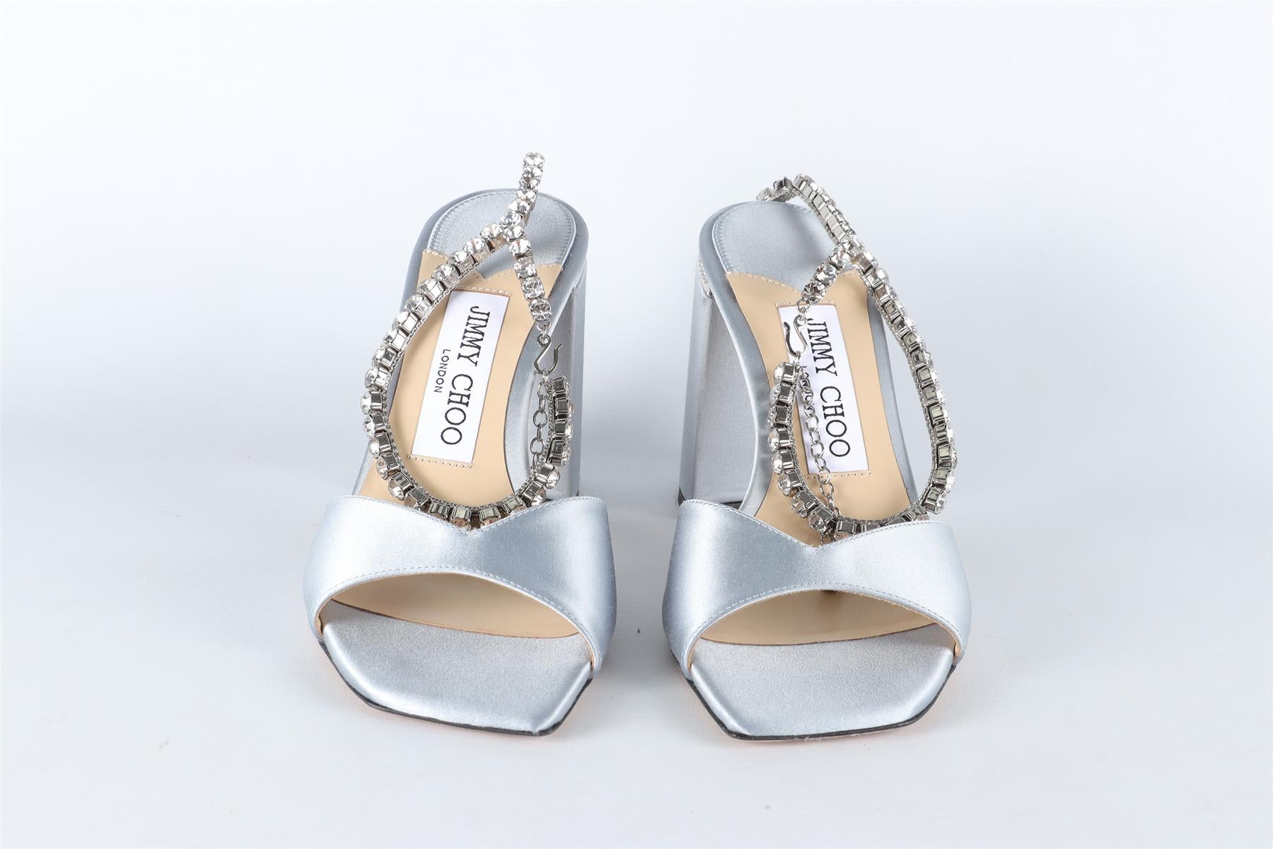 JIMMY CHOO BLUE CRYSTAL AND SATIN SANDALS EU 36 UK 3.5 US 4.5