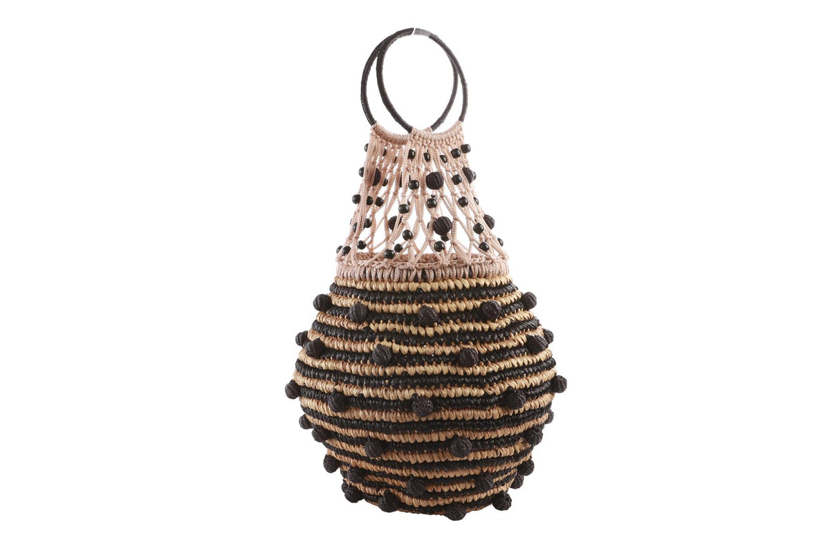 SENSI STUDIO BLACK RAFFIA TOTE BAG