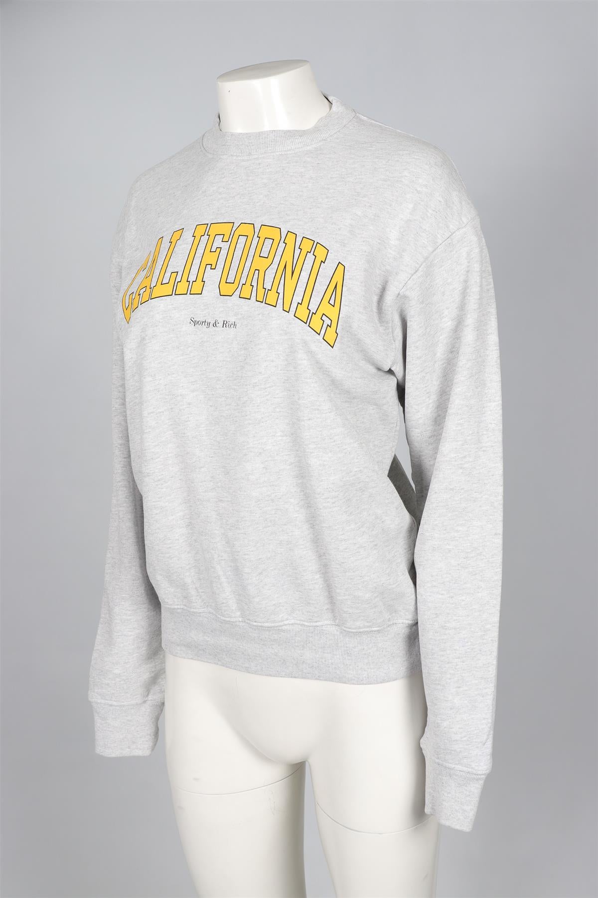 SPORTY & RICH GREY COTTON SWEATSHIRT XSMALL
