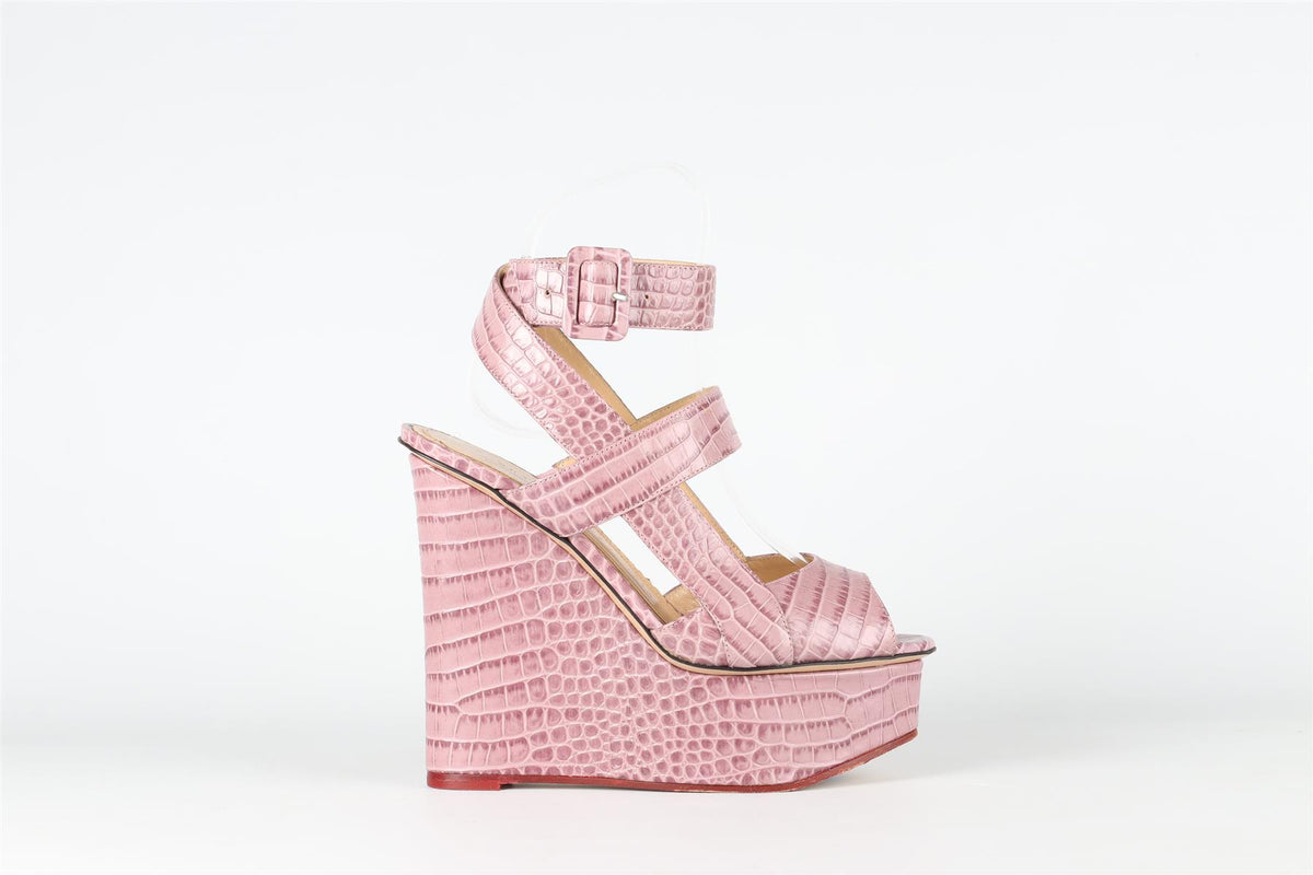 CHARLOTTE OLYMPIA PURPLE LEATHER WEDGE SANDALS EU 36 UK 3 US 6