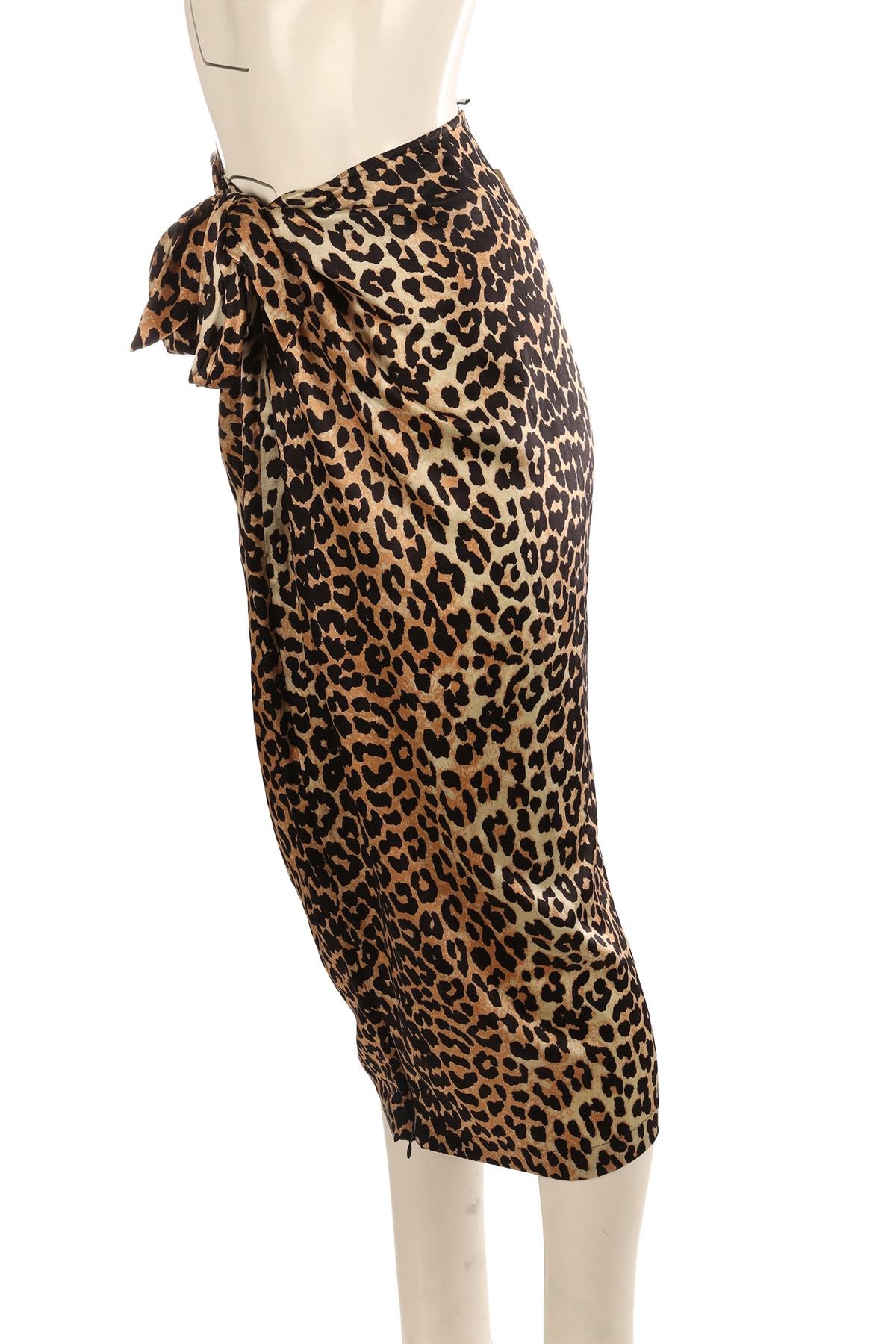GANNI BROWN SILK MIDI SKIRT DE 38 UK 10