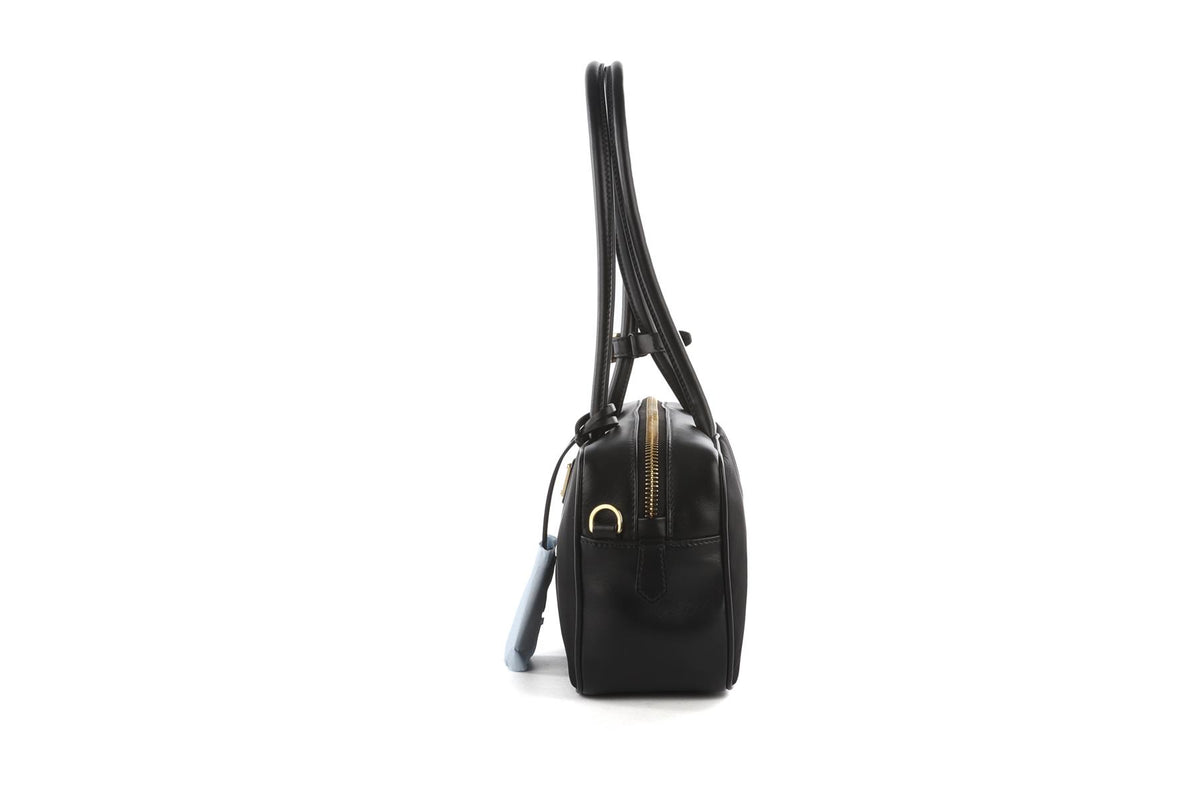 PRADA BLACK RE-NYLON LEATHER AND NYLON SHOULDER BAG