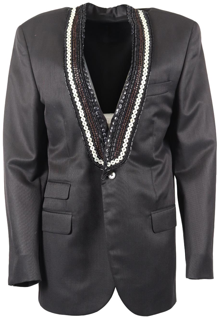 ALEXANDER MCQUEEN EMBELLISHED WOOL AND SILK BLEND BLAZER IT 54 UK 44